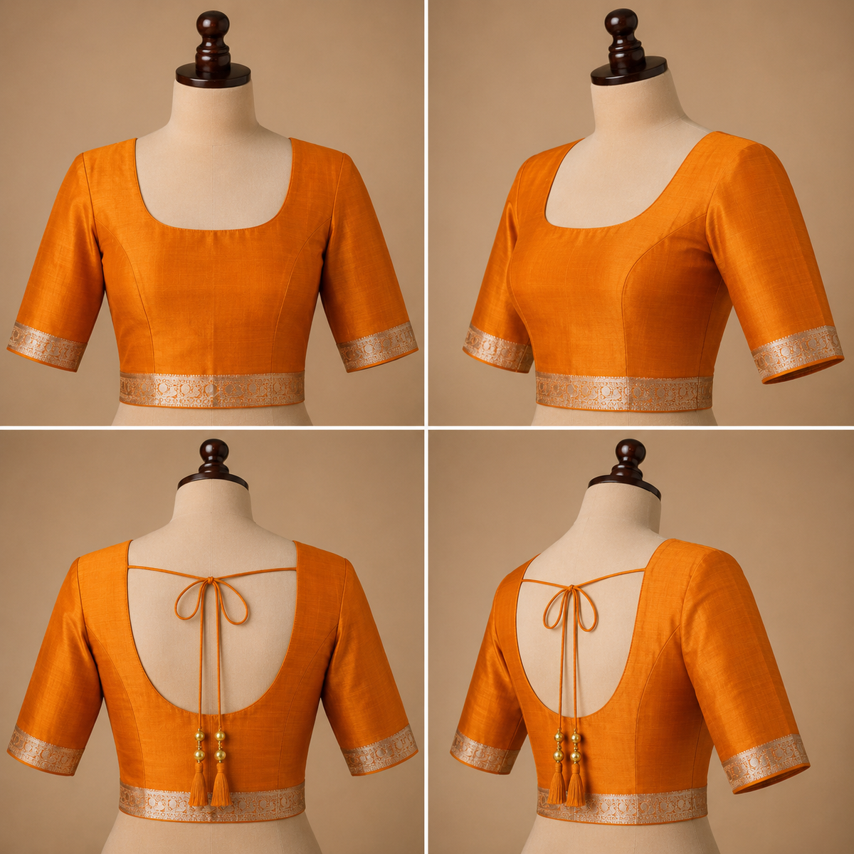Kanjivaram Silk Saree | Rust Orange with Rich Gold Zari Border | Traditional Wedding Silk Saree