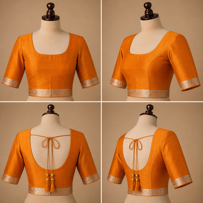 Kanjivaram Silk Saree | Rust Orange with Rich Gold Zari Border | Traditional Wedding Silk Saree