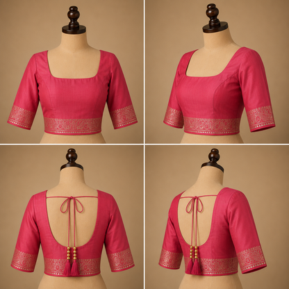 Banarasi Silk Saree in Coral Pink with Antique Gold Zari Floral Jaal