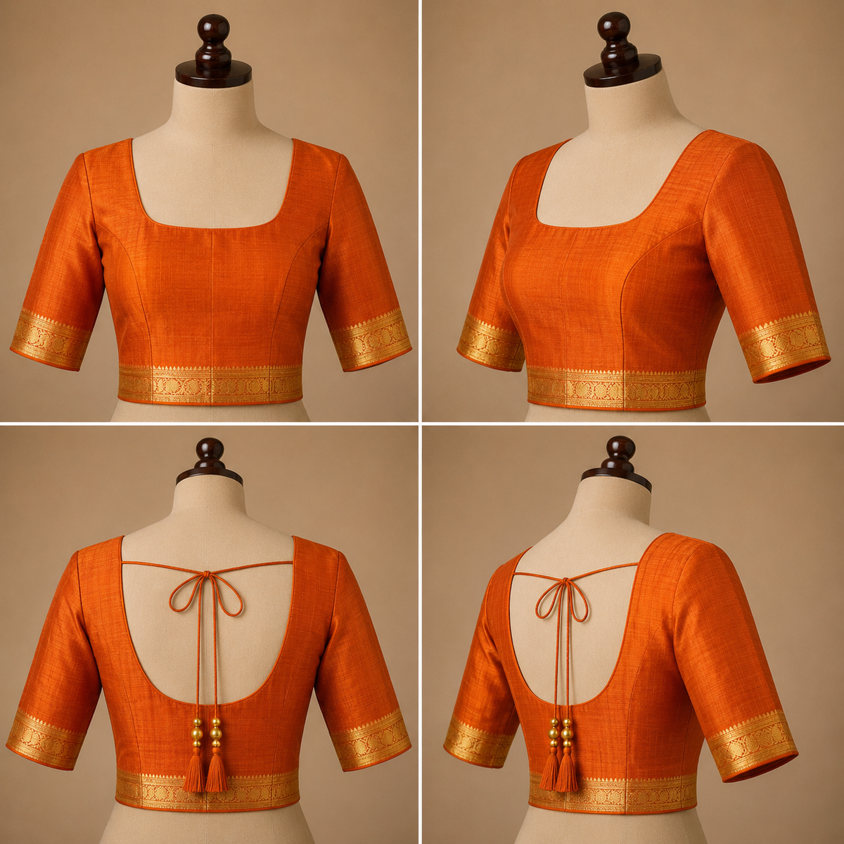 Kanjivaram Silk Saree | Antique Copper Brown with Rich Self Zari Border