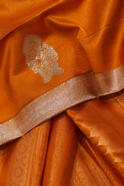 Kanjivaram Silk Saree | Antique Copper Brown with Rich Self Zari Border