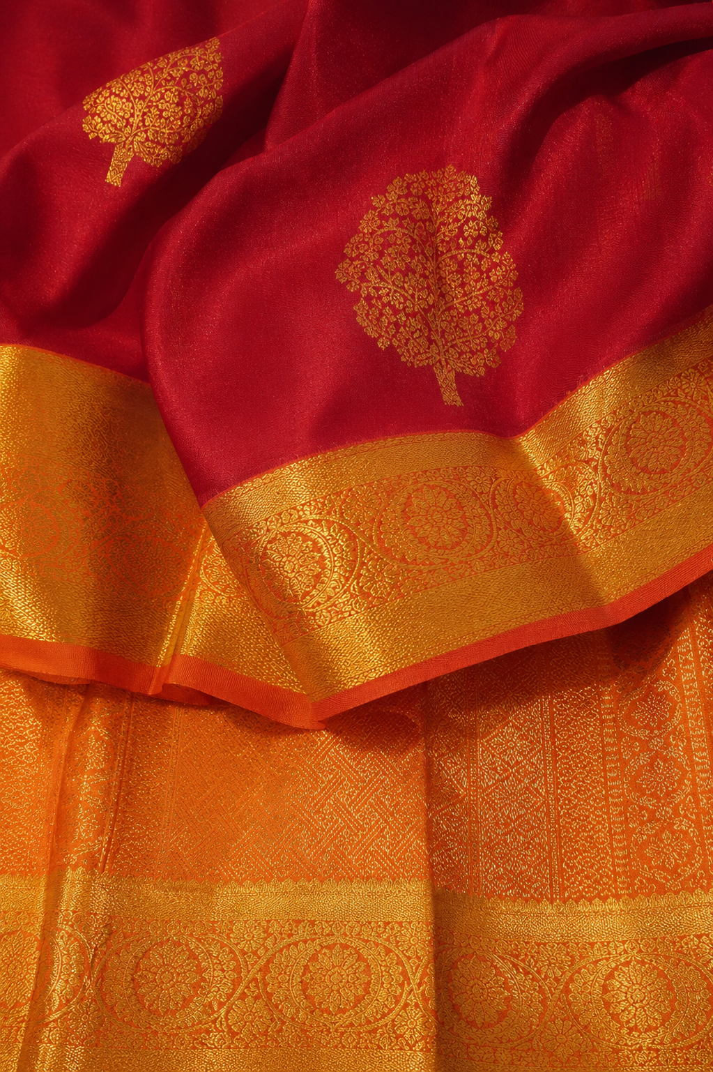 Kanjivaram Silk Saree | Deep Maroon Red with Rich Gold Zari Border