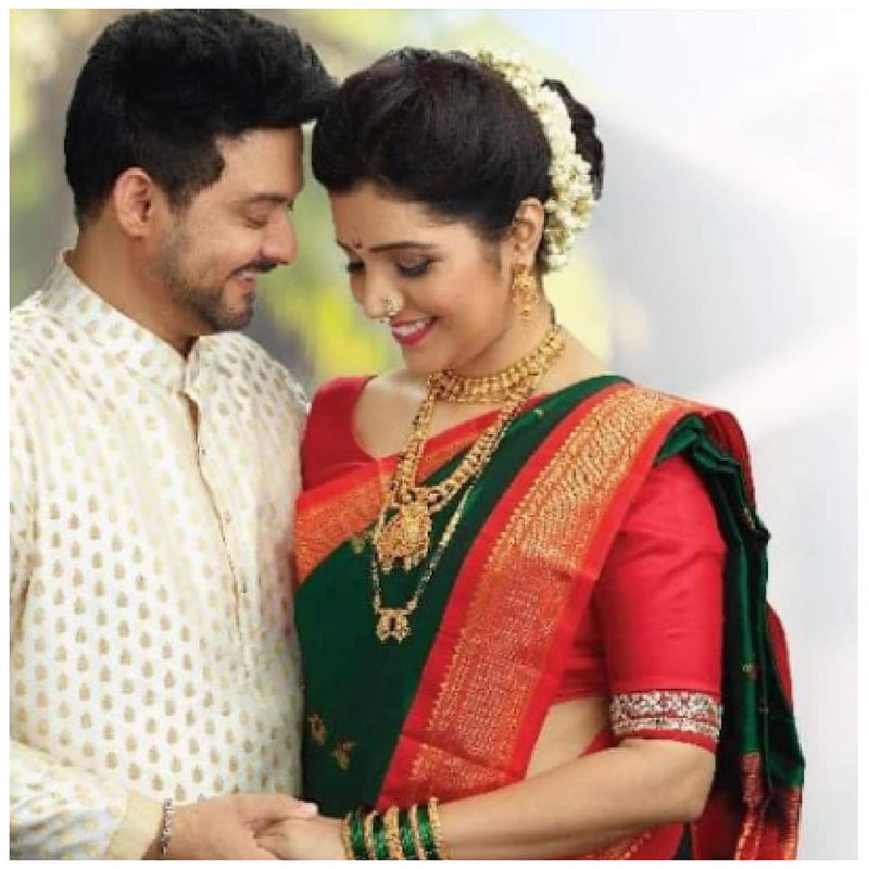 Mukta Barve & Swapnil Joshi in Zartari Pure Silk